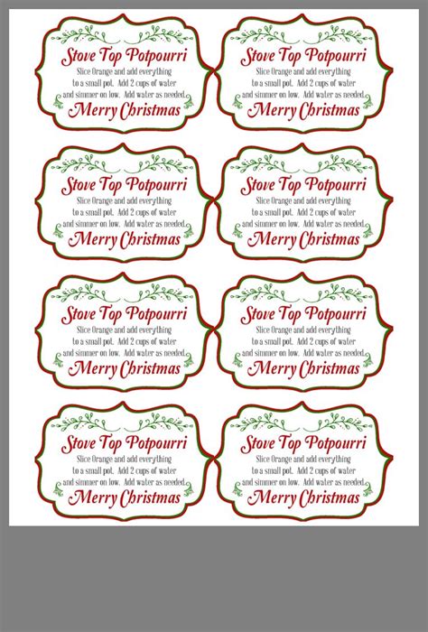 Christmas Potpourri Printable Tags Templates